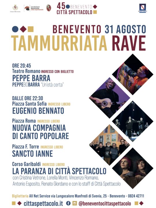 Il 31 Agosto “Tammurriata Rave” con Peppe Barra, Eugenio Bennato, I Sancto Ianne, NCCP e La Paranza. Scopri il programma