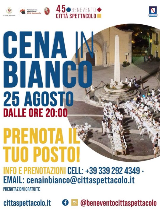 Il 25 Agosto la Cena in Bianco: Prenota il tuo posto!