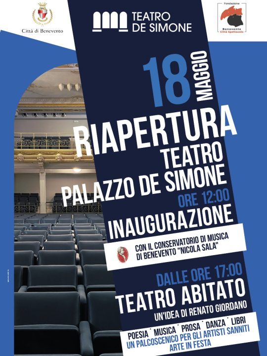 Il Teatro De Simone riapre sabato 18 maggio