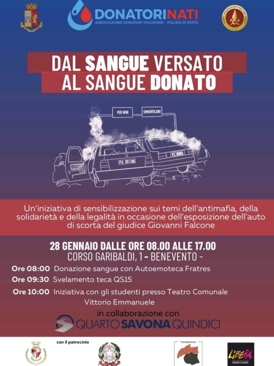 Dal sangue versato al sangue donato fa tappa a Benevento